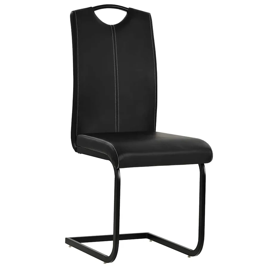 Chaises à manger cantilever lot de 2 noir similicuir - 2