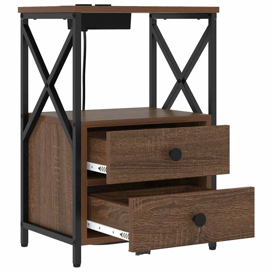 Cabinet de chevet Chêne brun 40 x 31 x 60 cm Bois d'ingénierie - 5