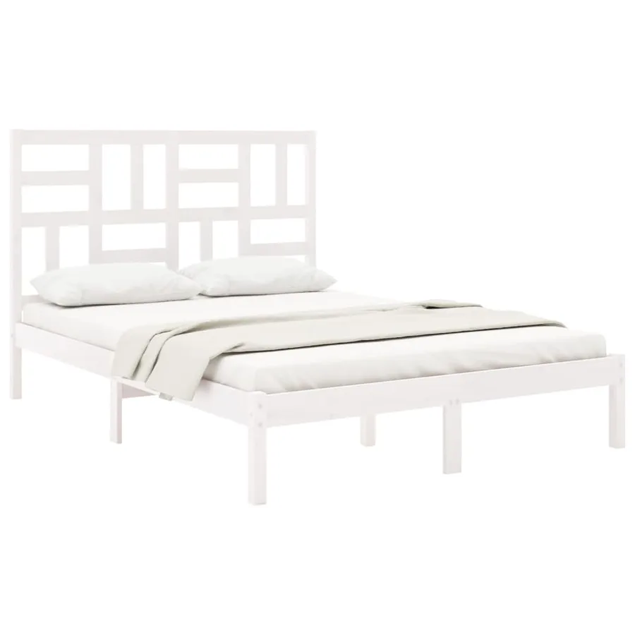 Cadre de lit sans matelas blanc bois massif 120x200 cm - 3