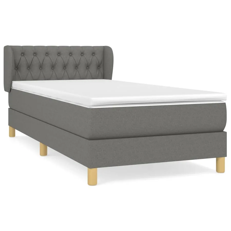 Sommier à lattes de lit et matelas Gris foncé 90x190 cm Tissu - 2