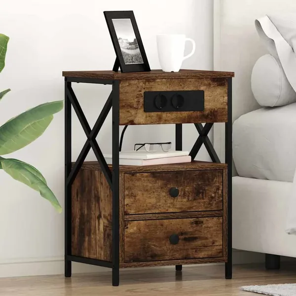 Cabinet de chevet Chêne fumé 40 x 31 x 60 cm Bois d'ingénierie