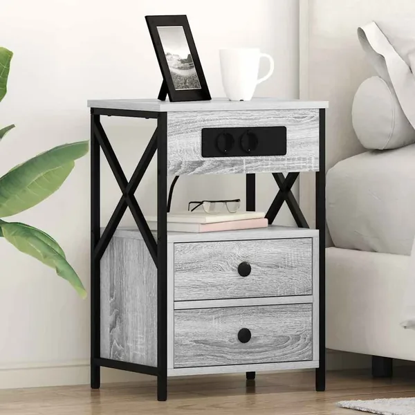 Cabinet de chevet Gris Sonoma 40 x 31 x 60 cm Bois d'ingénierie