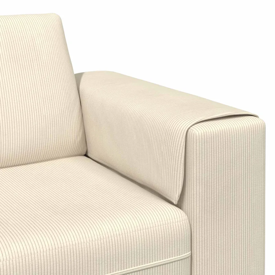 Canapé Crème 250 x 188 x 76 cm Tissu en velours côtelé - 7