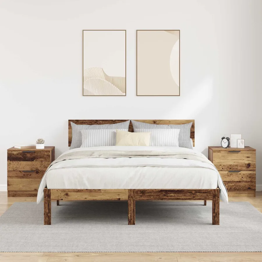 Cabinet de chevet avec tiroir 2 pcs Bois ancien 45 x 39 x 50cm - 4