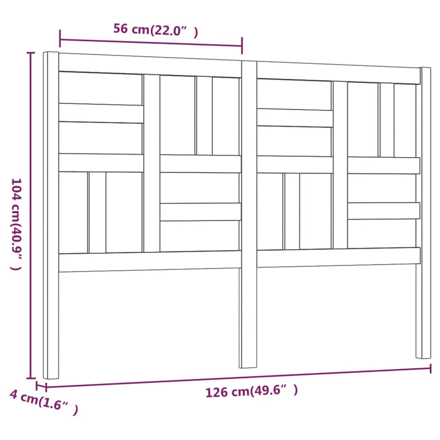Tête de lit Blanc 126x4x104 cm Bois massif de pin - 6