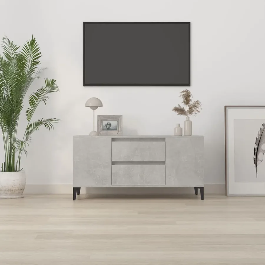 Meuble TV Gris béton 102x44,5x50 cm Bois d'ingénierie - 3