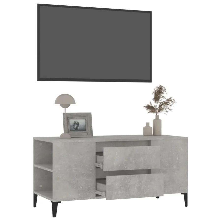 Meuble TV Gris béton 102x44,5x50 cm Bois d'ingénierie - 5