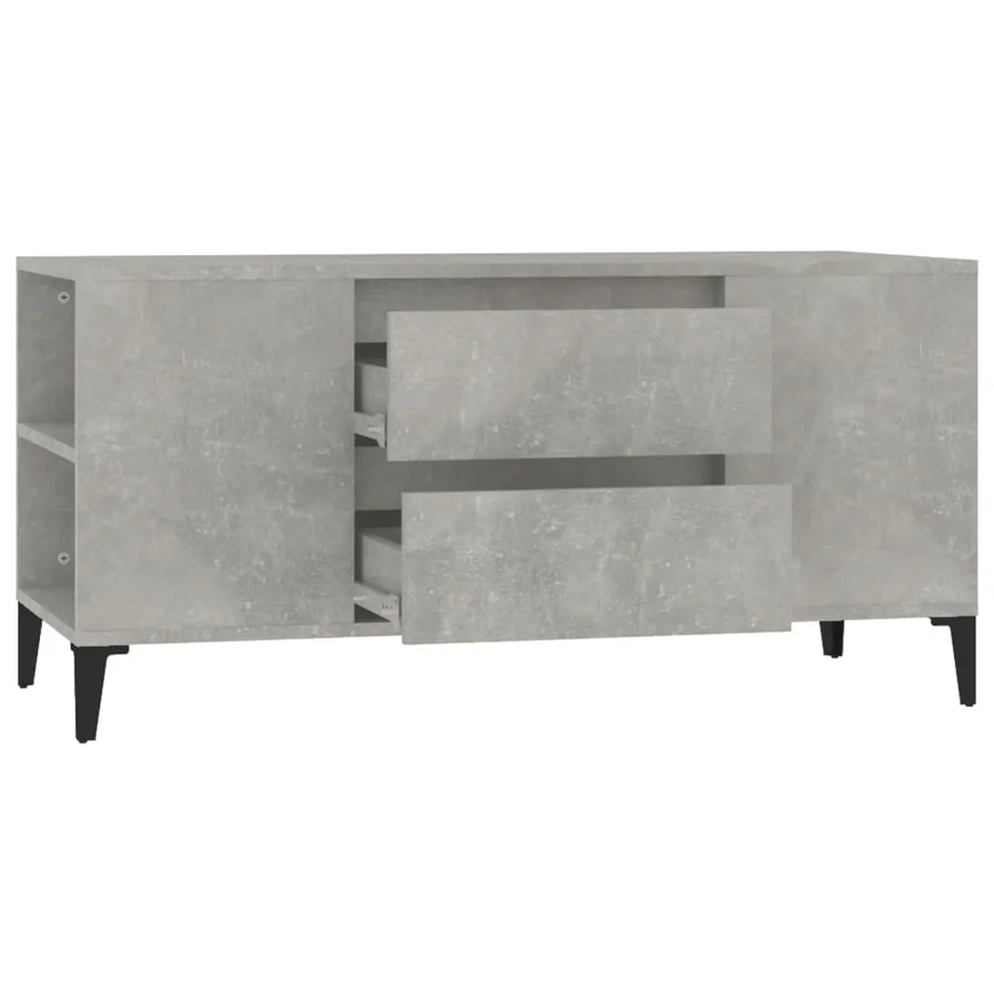Meuble TV Gris béton 102x44,5x50 cm Bois d'ingénierie - 7