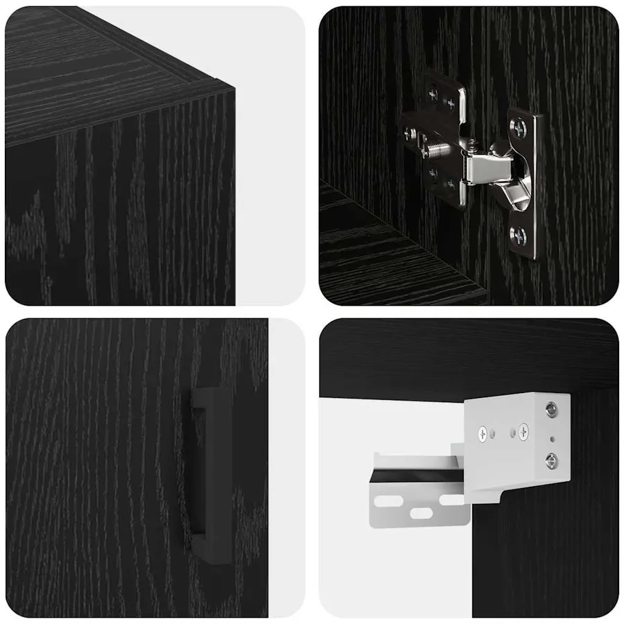 Meuble mural Chêne noir 60 x 31 x 70 cm Bois d'ingénierie - 9