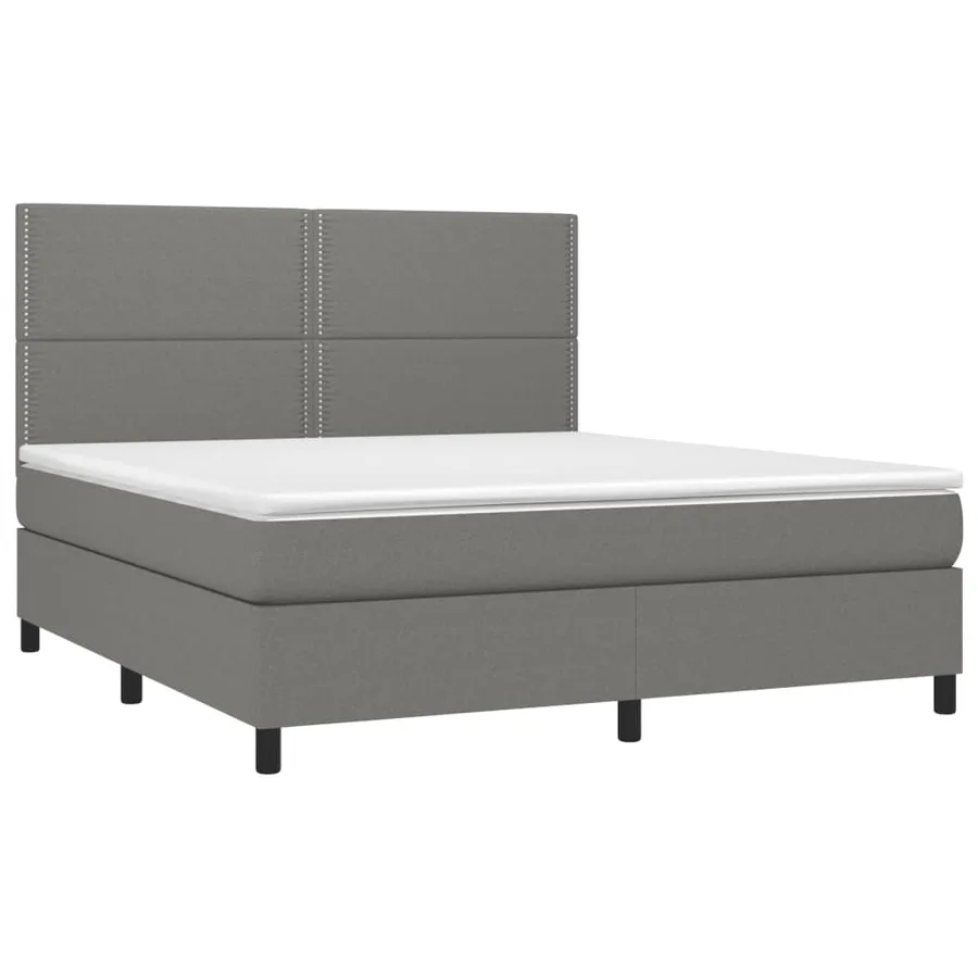 Sommier à lattes de lit avec matelas Gris foncé 180x200cm Tissu - 3