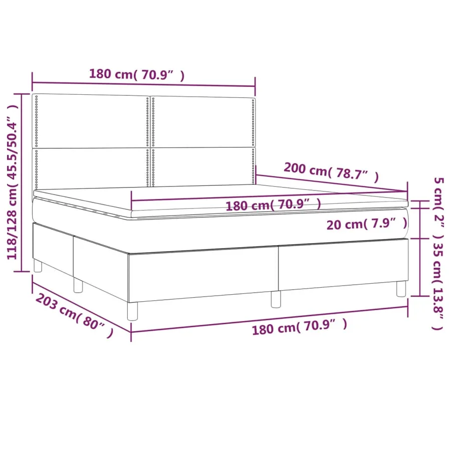Sommier à lattes de lit avec matelas Gris foncé 180x200cm Tissu - 6
