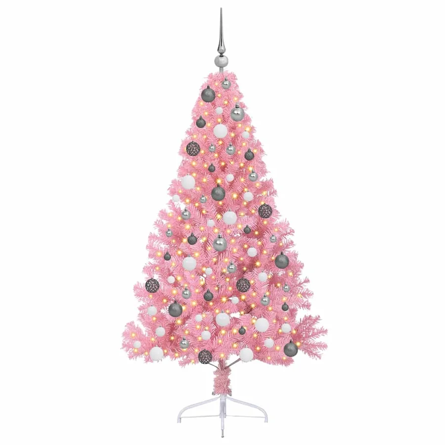 Sapin de Noël artificiel pré-éclairé Rose 180 cm PVC - 3
