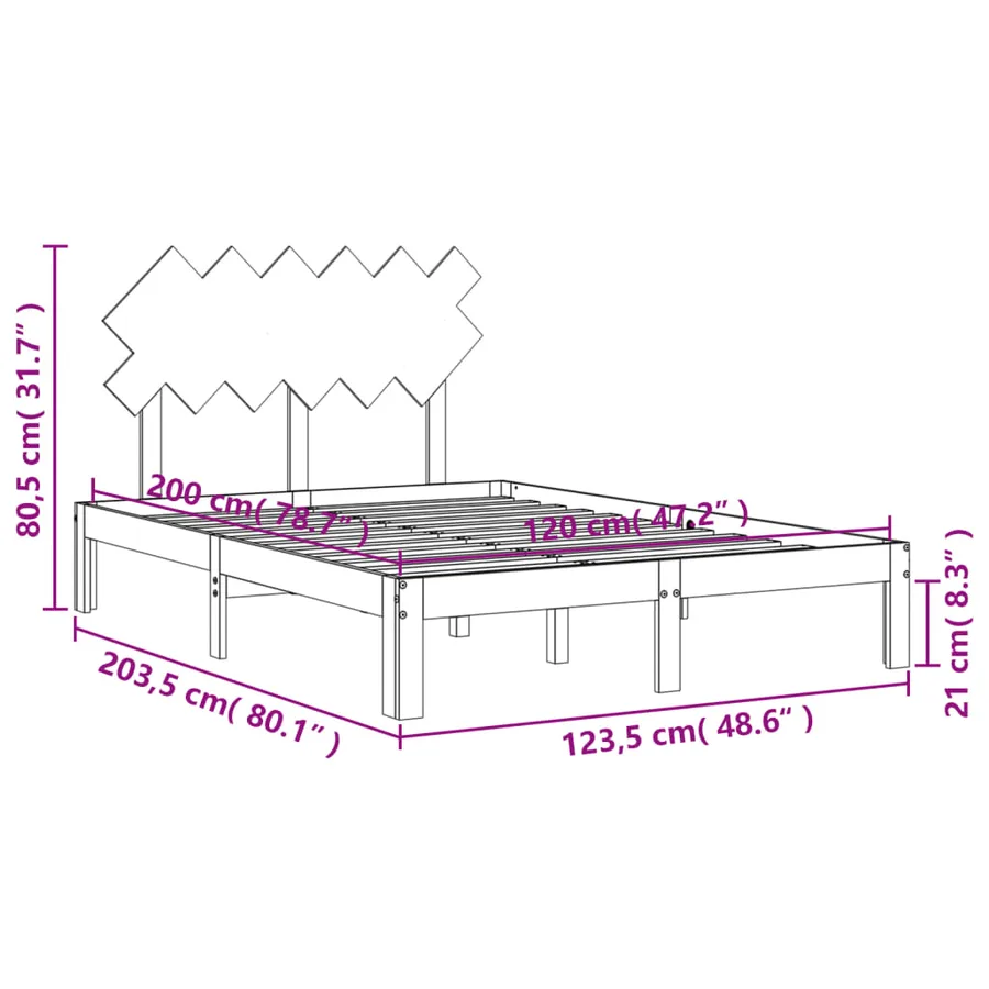 Cadre de lit sans matelas blanc 120x200 cm bois de pin massif - 12