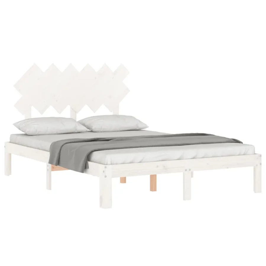 Cadre de lit sans matelas blanc 120x200 cm bois de pin massif - 4