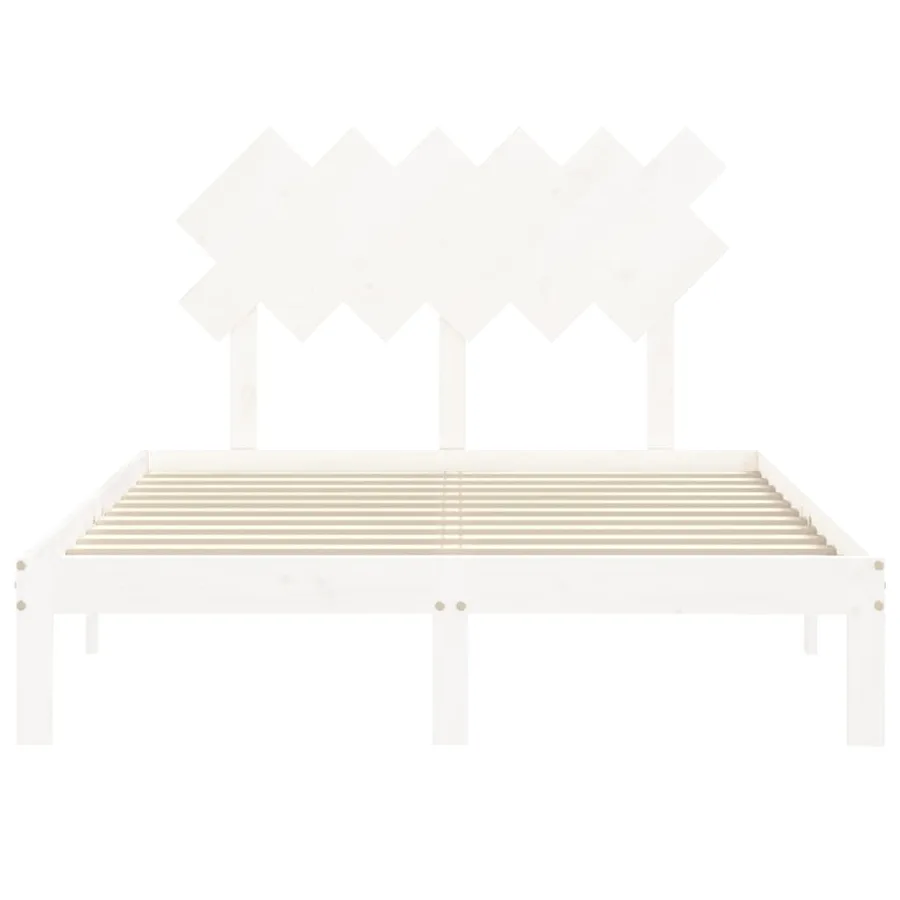 Cadre de lit sans matelas blanc 120x200 cm bois de pin massif - 6