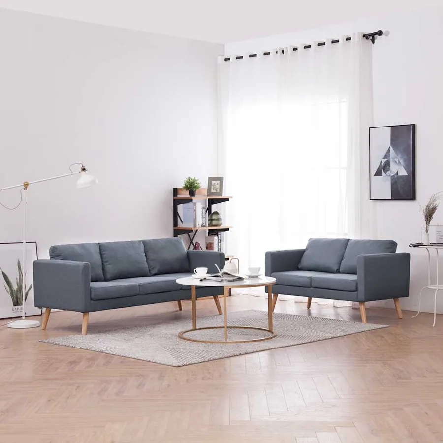 Ensemble de canapés à 2 places et à 3 places Tissu Gris foncé