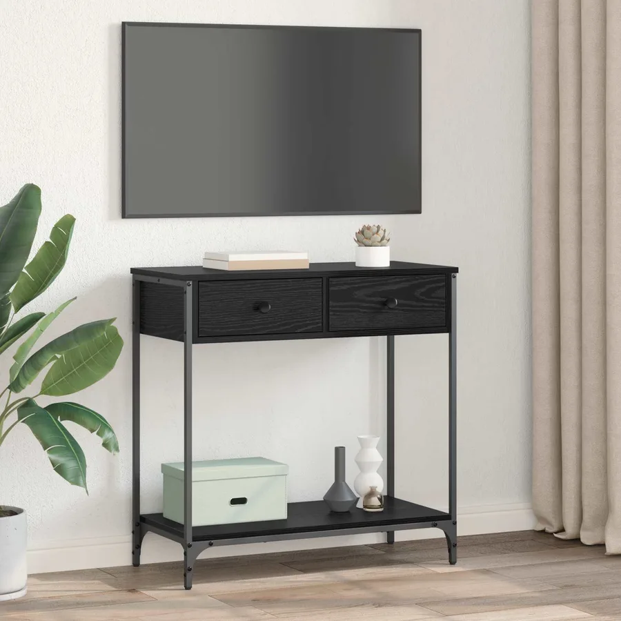 Table console Chêne noir 75 x 34,5 x 75 cm Bois d'ingénierie - 4