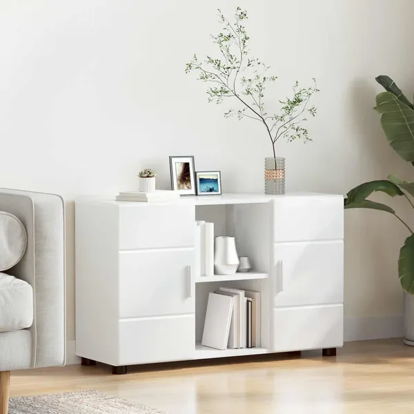 Buffet avec étagère FLORIN Blanc brillant 88,5 x 30,5 x 55,5 cm