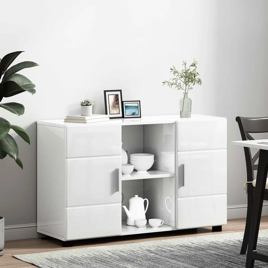Buffet avec étagère FLORIN Blanc brillant 88,5 x 30,5 x 55,5 cm - 4