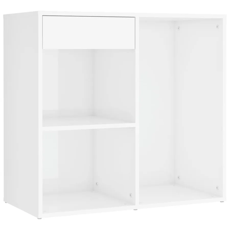 Coiffeuse à LED et 2 armoires Blanc brillant Bois d'ingénierie - 9