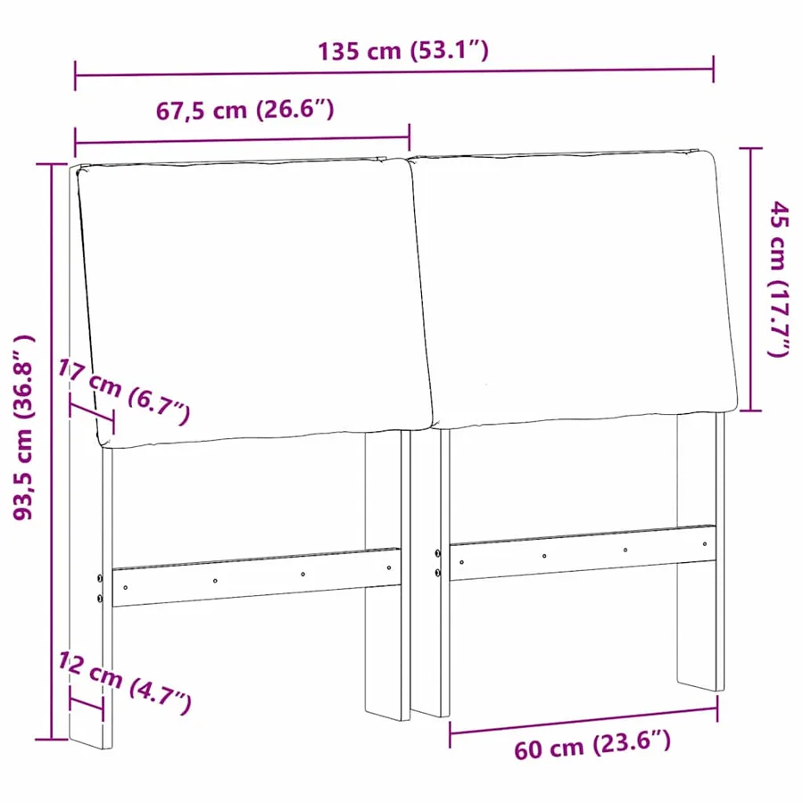 Tête de lit capitonnée Gris foncé 135 cm Pin massif - 11