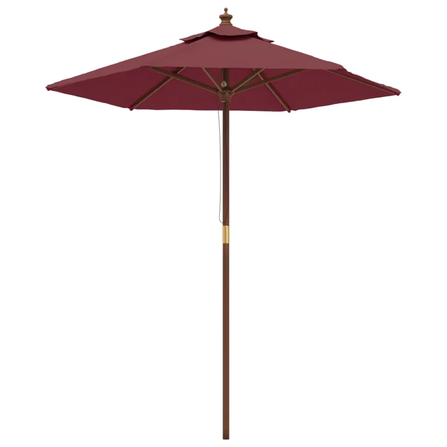 Parasol de jardin avec mât en bois rouge bordeaux 196x231 cm - 2