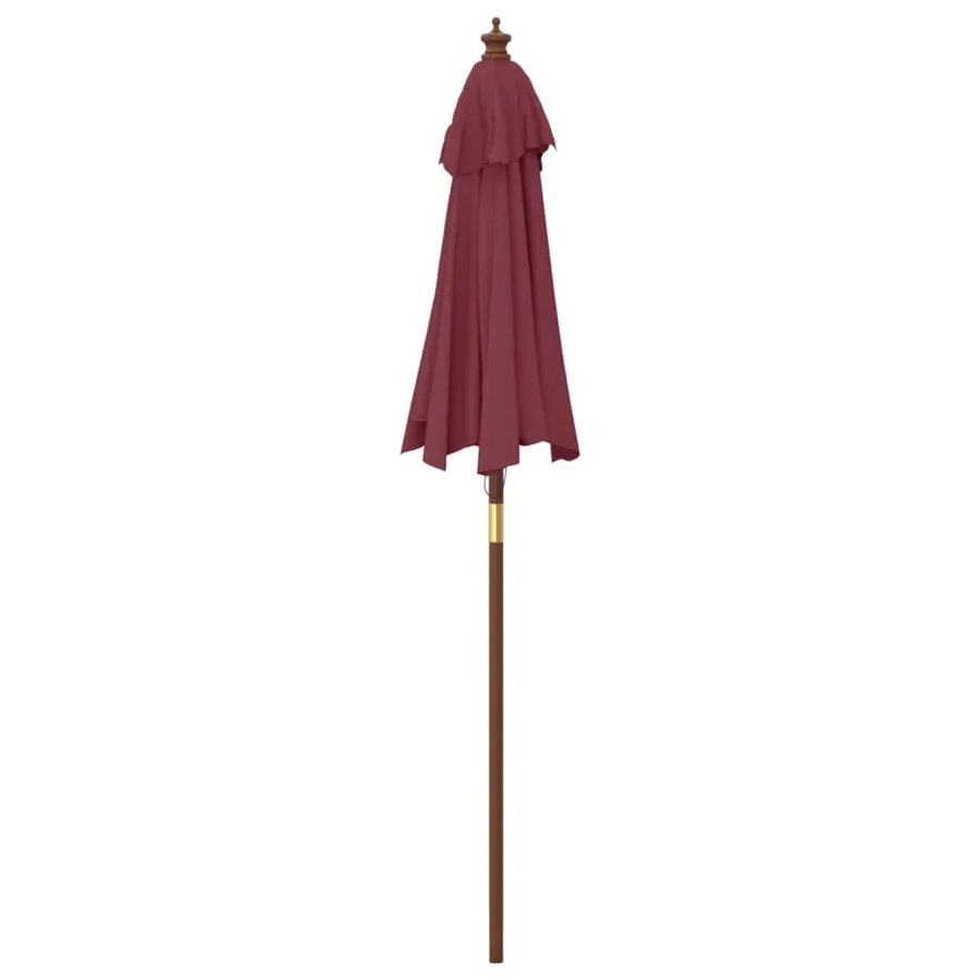 Parasol de jardin avec mât en bois rouge bordeaux 196x231 cm - 5