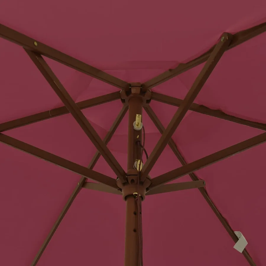 Parasol de jardin avec mât en bois rouge bordeaux 196x231 cm - 6