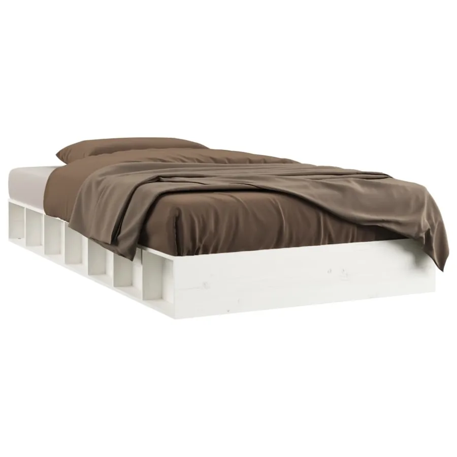 Cadre de lit sans matelas blanc 120x190 cm bois massif - 2