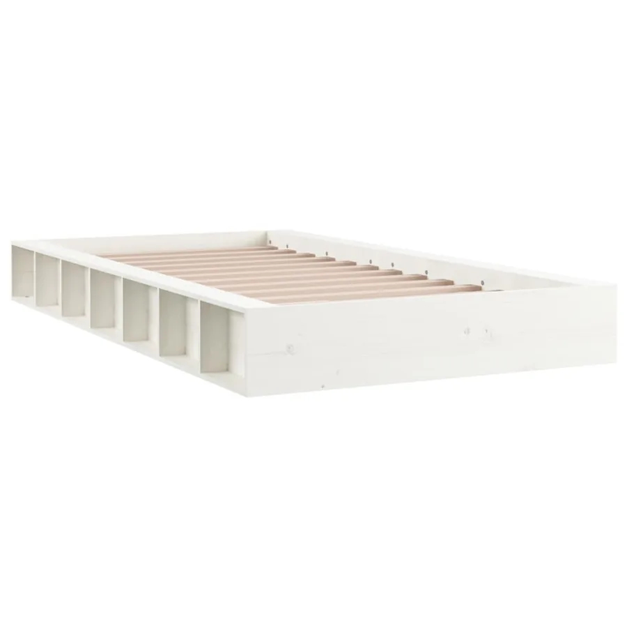 Cadre de lit sans matelas blanc 120x190 cm bois massif - 3