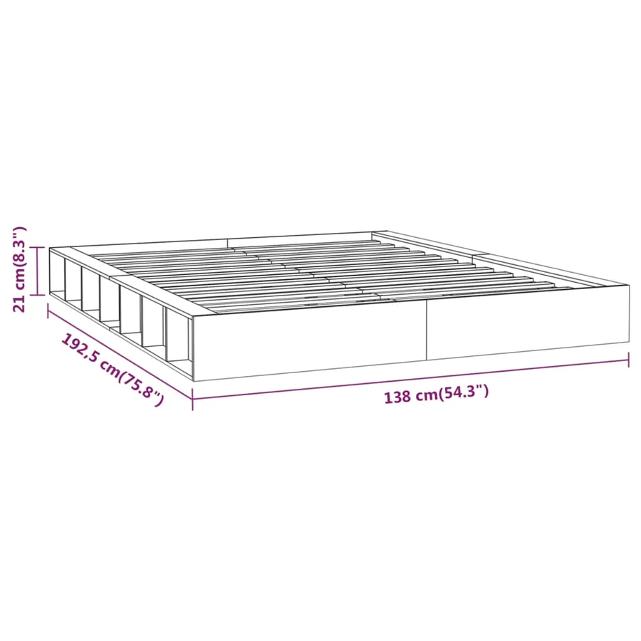 Cadre de lit sans matelas blanc 120x190 cm bois massif - 8
