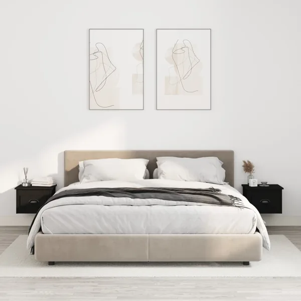 Tables de chevet murales 2 pcs noir 41,5x36x28 cm
