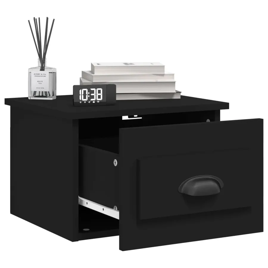 Tables de chevet murales 2 pcs noir 41,5x36x28 cm - 4