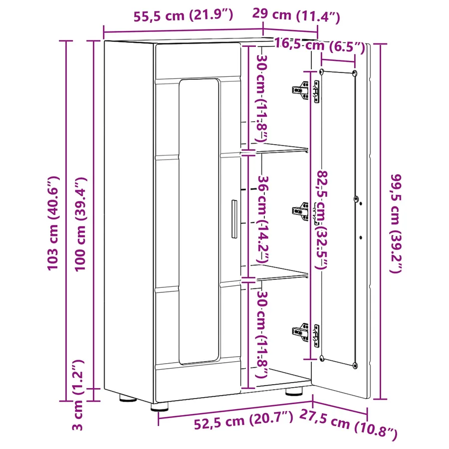 Buffet FLORIN 55,5 x 29 x 100 cm Chêne artisanal - 13