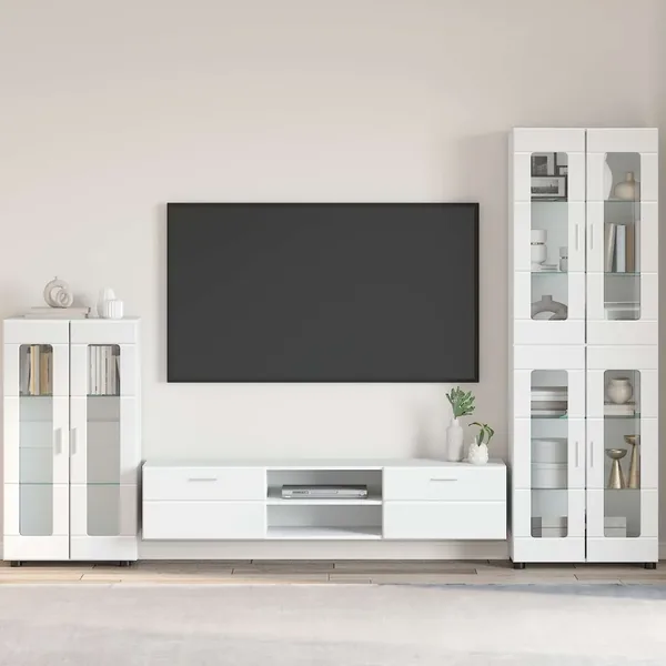 Buffet avec étagère FLORIN Blanc brillant 55,5 x 29 x 100 cm