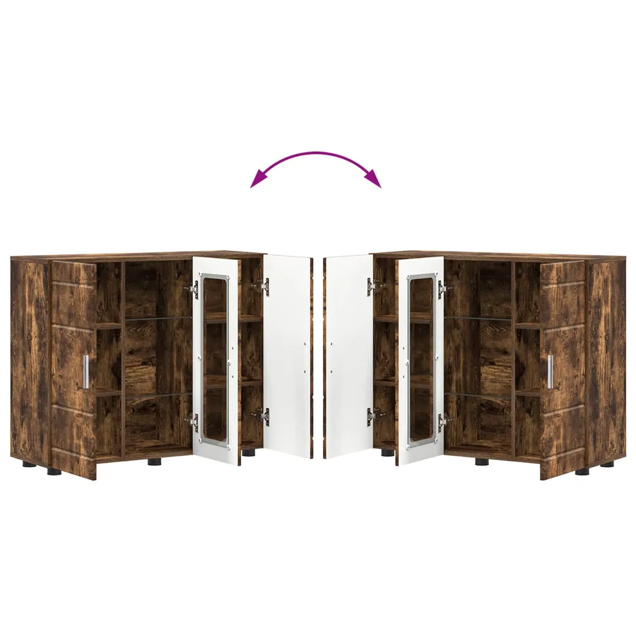 Cabinet en Bois avec stockage Chêne fumé 88,5 x 30,5 x 73 cm - 11