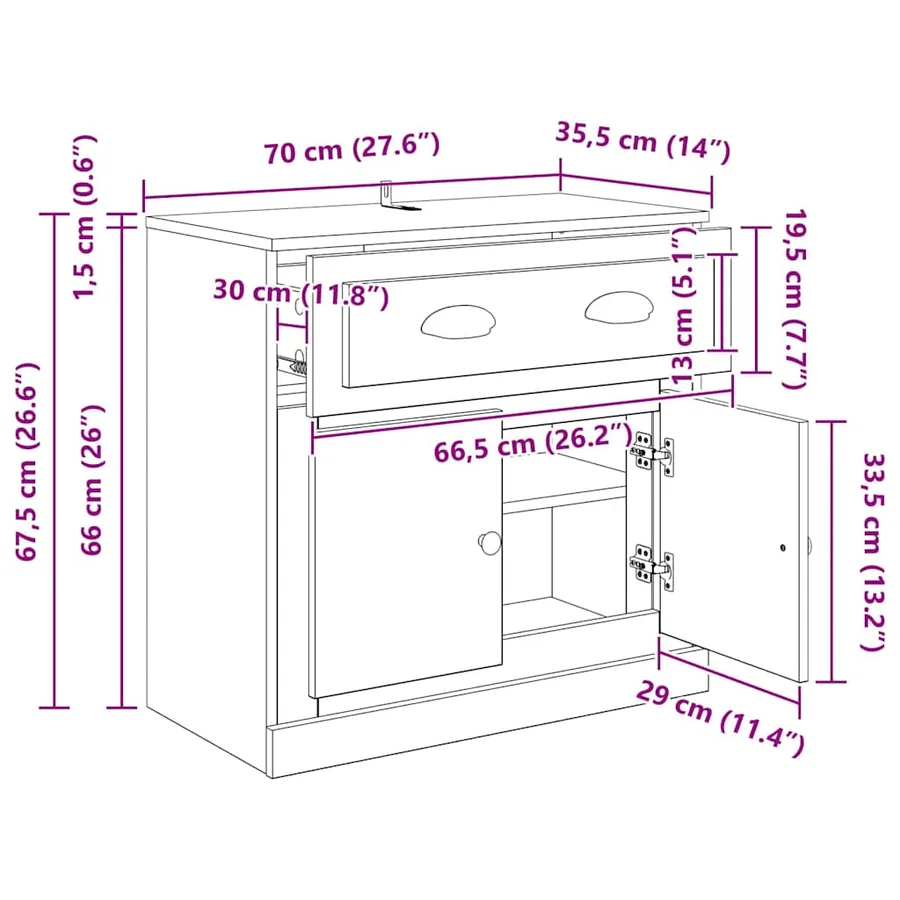 Haut Armoire Chêne noir 70 x 35,5 x 67,5 cm Bois d'ingénierie - 13