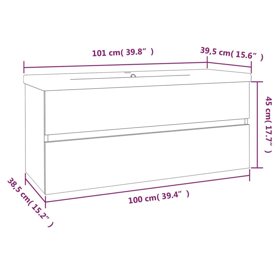 Meuble lavabo avec bassin intégré Chêne brun Bois d'ingénierie - 6