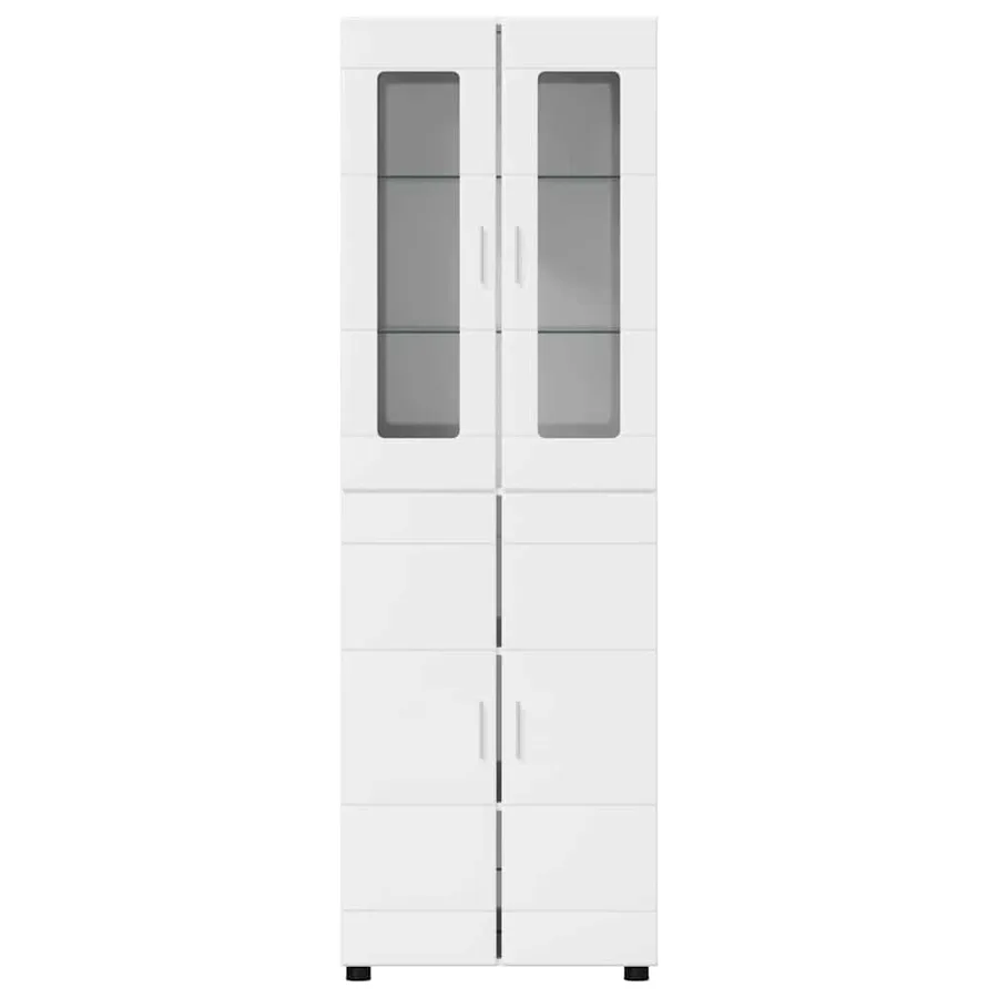 Haut Armoire avec porte FLORIN Blanc brillant 60 x 35 x 182 cm - 6