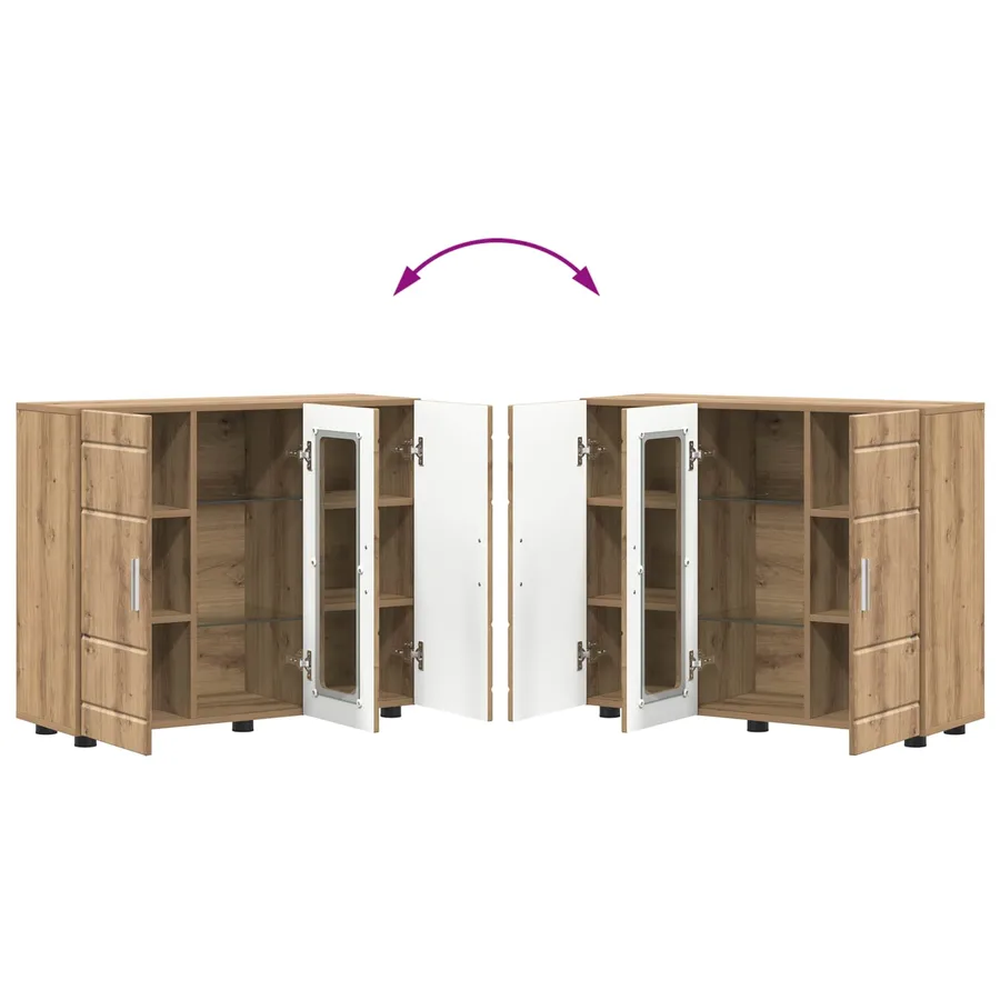 Cabinet en Bois Chêne artisanal Bois d'ingénierie - 11