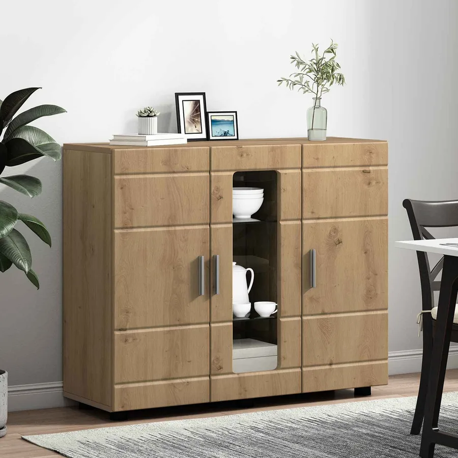 Cabinet en Bois Chêne artisanal Bois d'ingénierie - 4