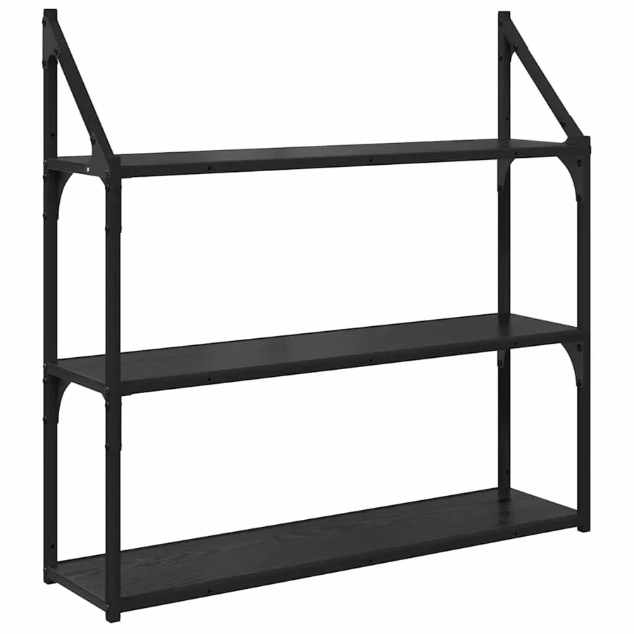 Étagère Murale Chêne noir 80 x 21 x 78,5 cm Bois d'ingénierie - 2