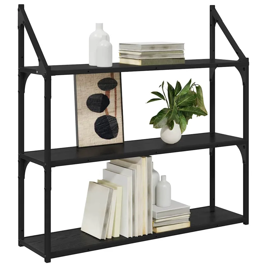 Étagère Murale Chêne noir 80 x 21 x 78,5 cm Bois d'ingénierie - 3