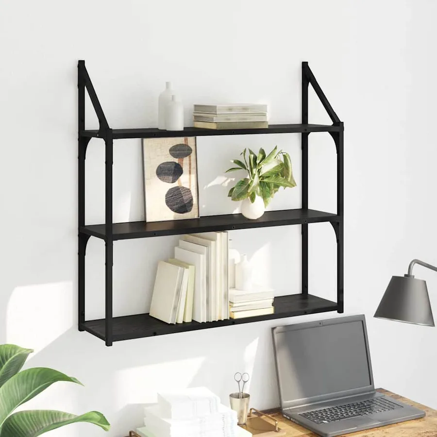 Étagère Murale Chêne noir 80 x 21 x 78,5 cm Bois d'ingénierie - 4