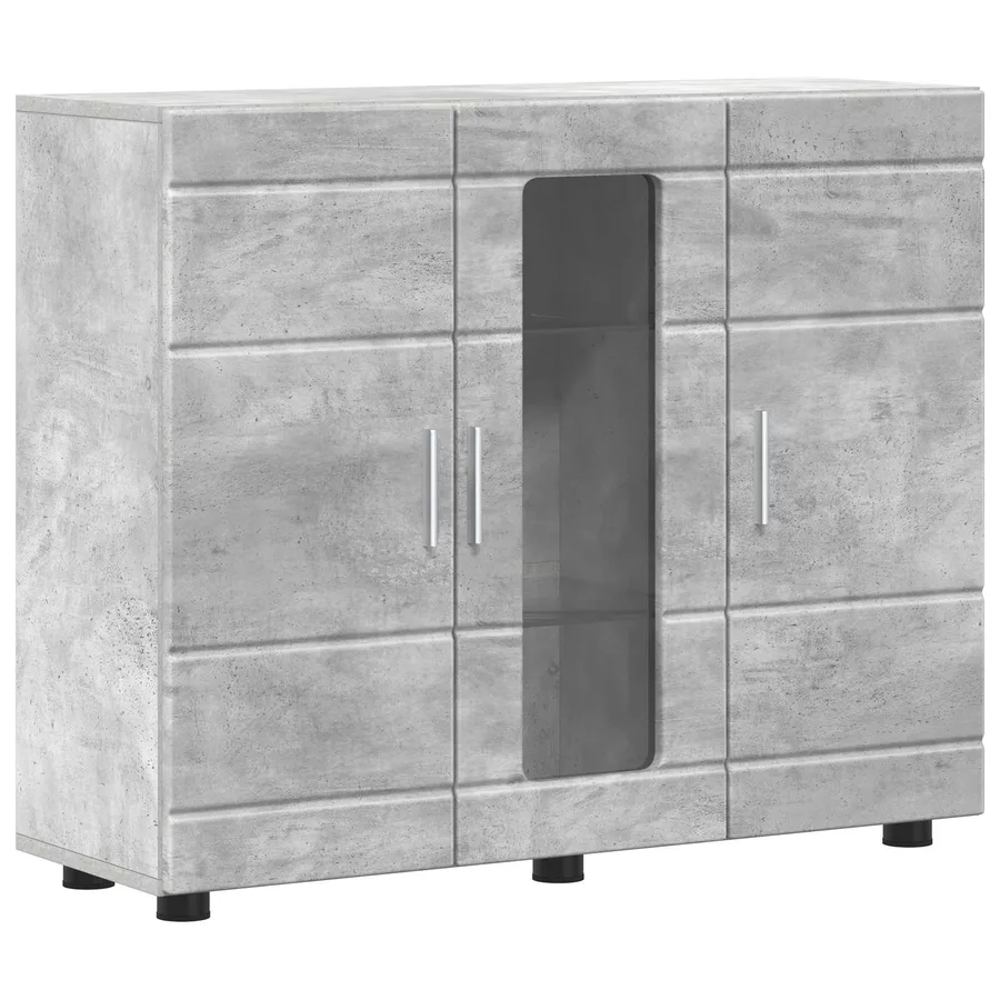 Cabinet en Bois avec stockage Gris béton 88,5 x 30,5 x 73 cm - 2