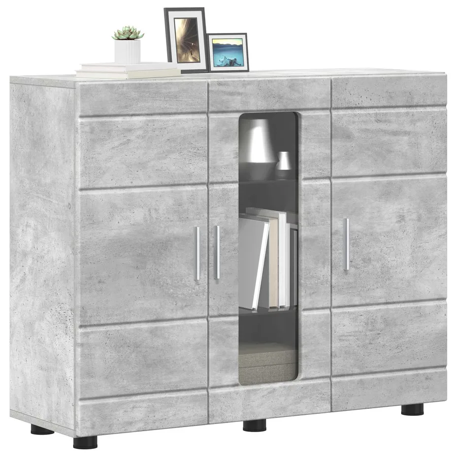 Cabinet en Bois avec stockage Gris béton 88,5 x 30,5 x 73 cm - 3