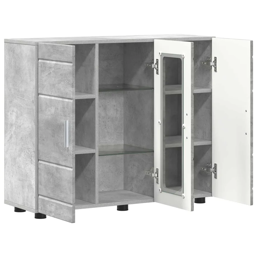 Cabinet en Bois avec stockage Gris béton 88,5 x 30,5 x 73 cm - 5