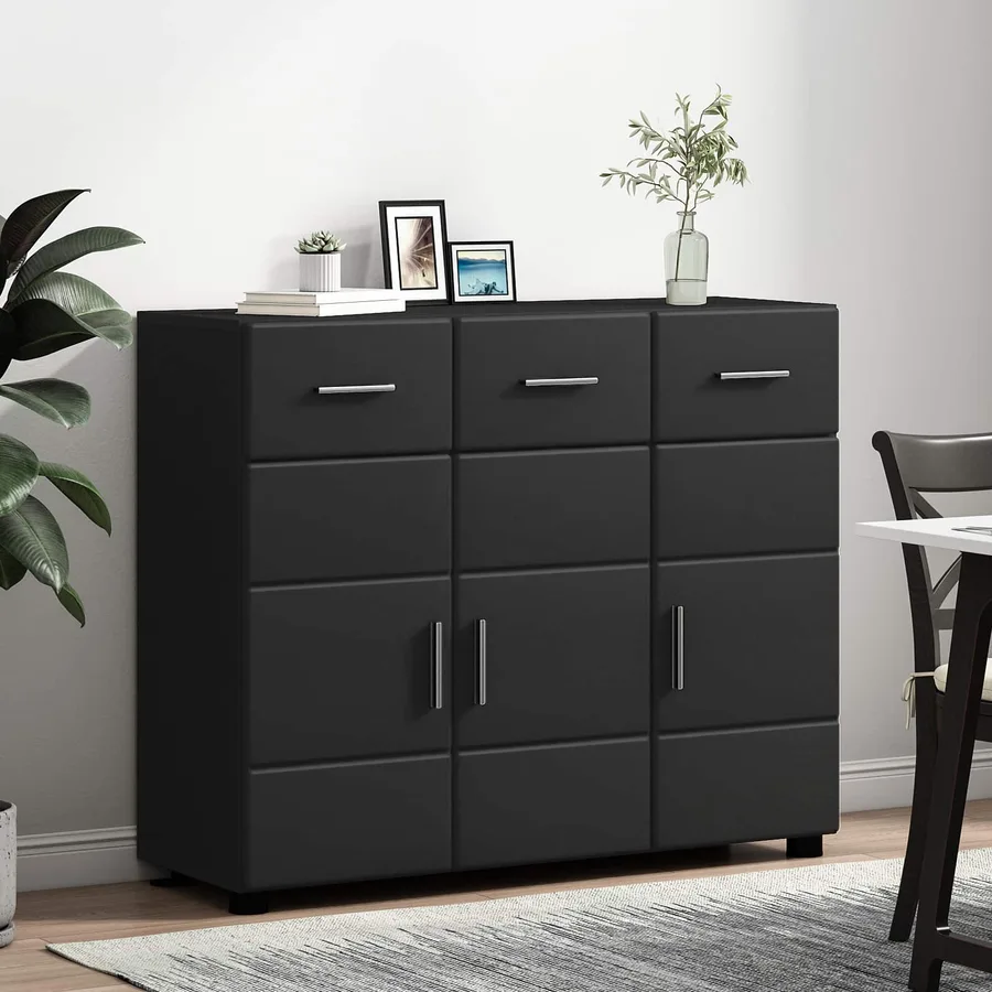 Buffet FLORIN Noir 88,5 x 30,5 x 73 cm Bois d'ingénierie - 4