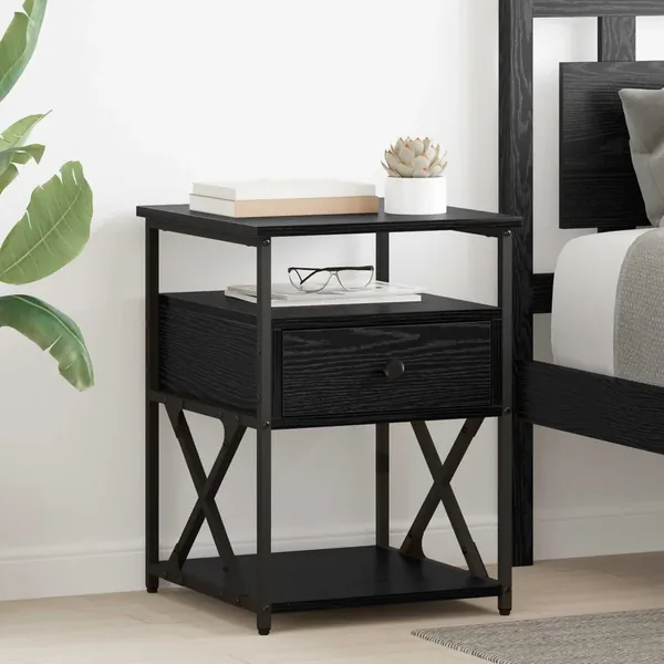 Cabinet de chevet avec tiroir 2 pcs Chêne noir 40 x 42 x 55 cm