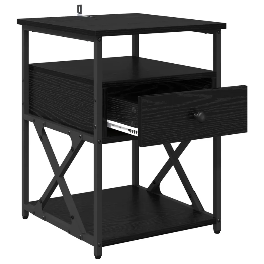 Cabinet de chevet avec tiroir 2 pcs Chêne noir 40 x 42 x 55 cm - 5